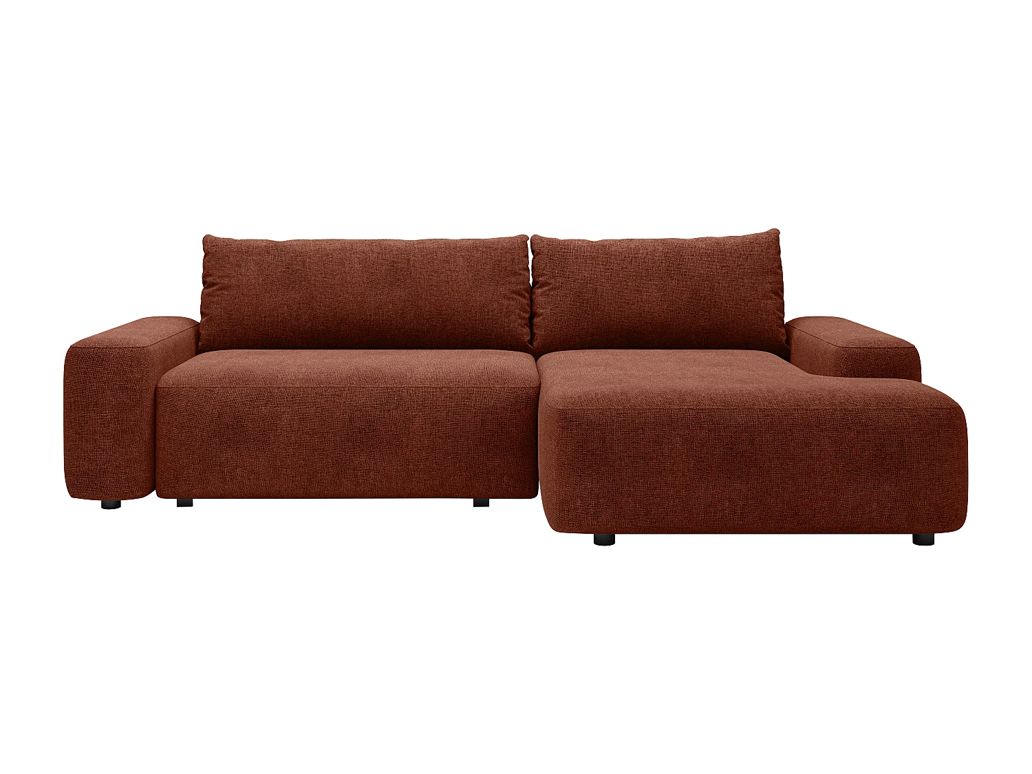 Ecksofa mit Schlaffunktion - Ecke rechts - Strukturstoff - Terracotta - DAVISO