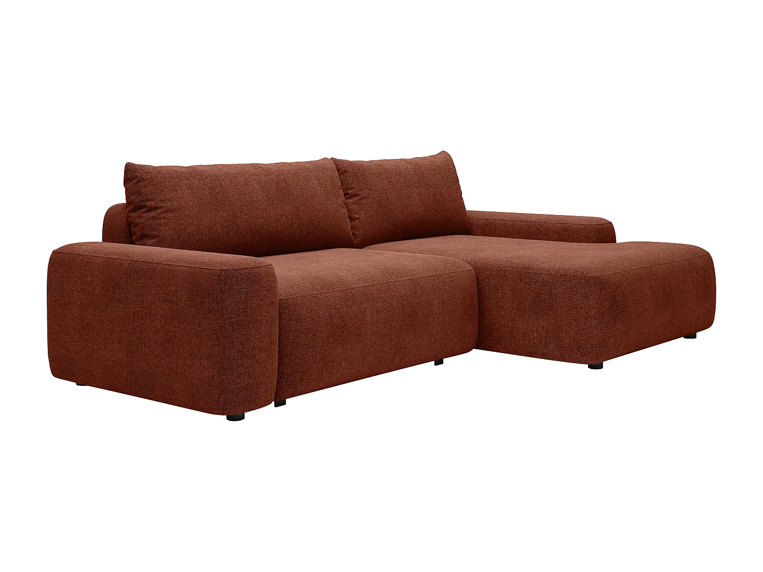 Ecksofa mit Schlaffunktion - Ecke rechts - Strukturstoff - Terracotta - DAVISO