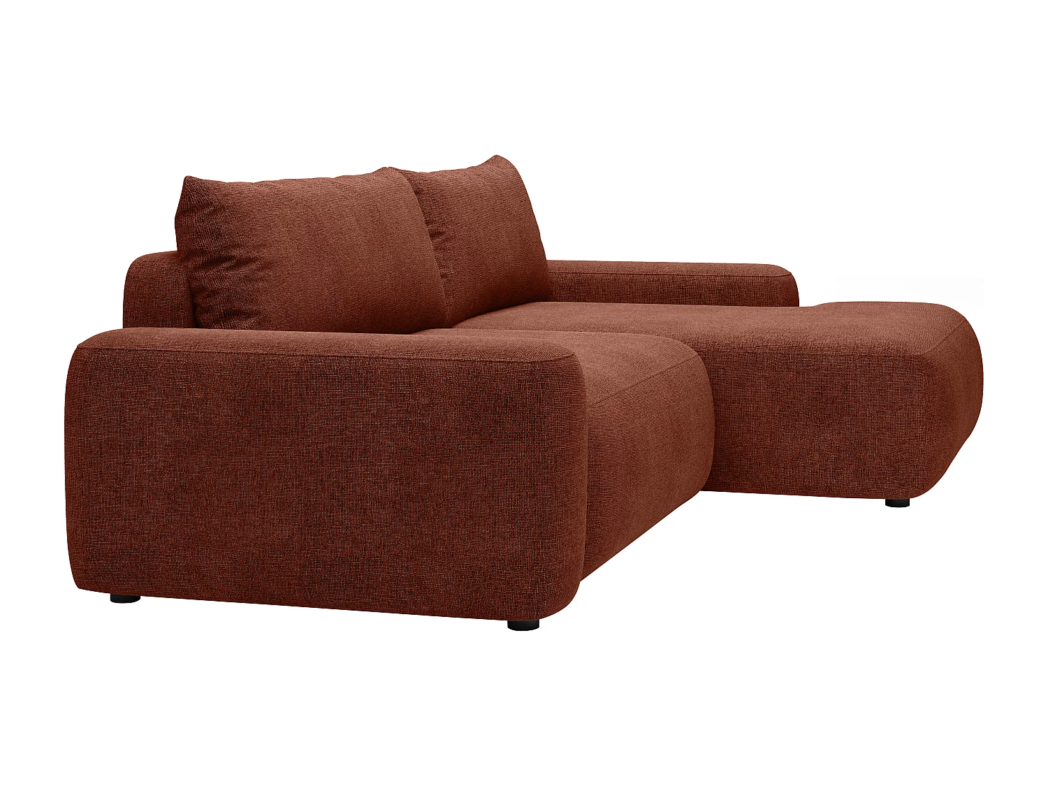 Ecksofa mit Schlaffunktion - Ecke rechts - Strukturstoff - Terracotta - DAVISO