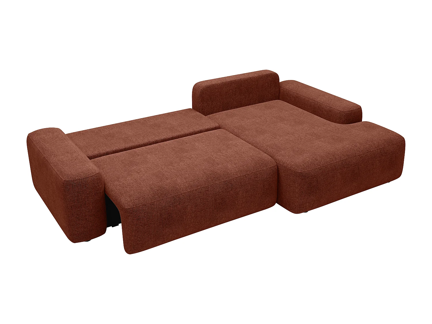 Ecksofa mit Schlaffunktion - Ecke rechts - Strukturstoff - Terracotta - DAVISO