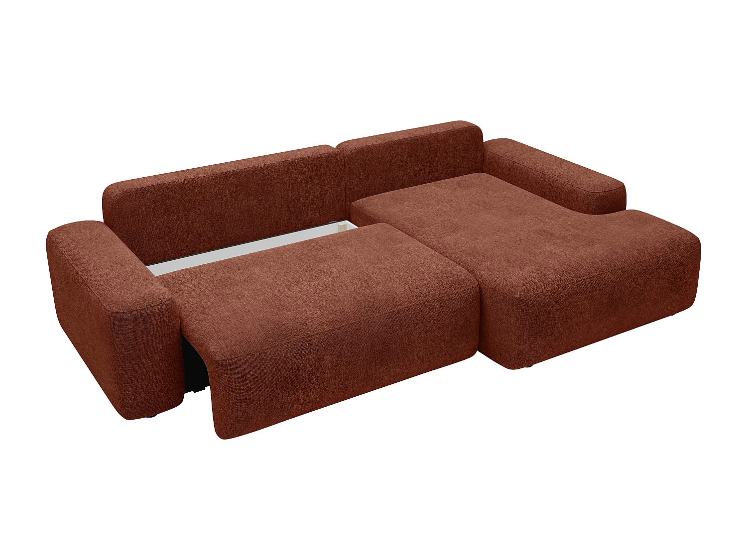 Ecksofa mit Schlaffunktion - Ecke rechts - Strukturstoff - Terracotta - DAVISO