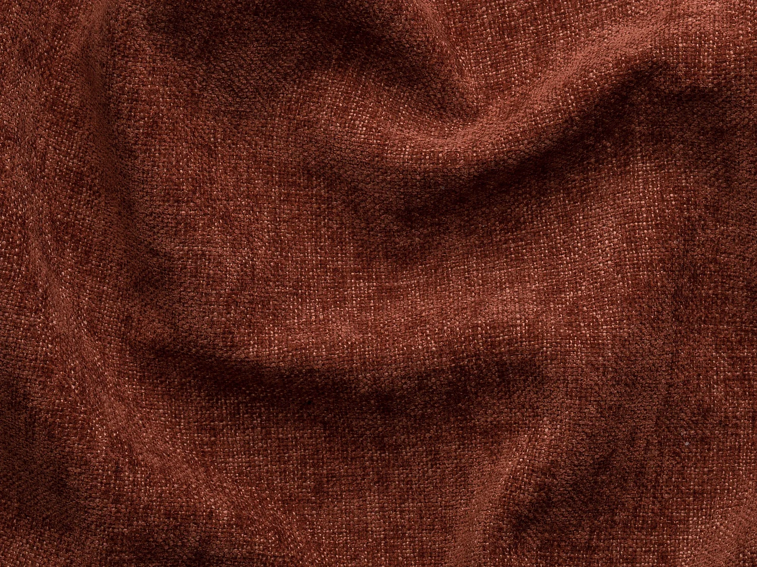 Slaapbank met hoek links van terracottakleurige stof met textuur DAVISO