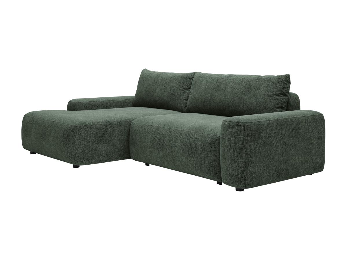 Ecksofa mit Schlaffunktion - Ecke links - Strukturstoff - Grün - DAVISO günstig online kaufen