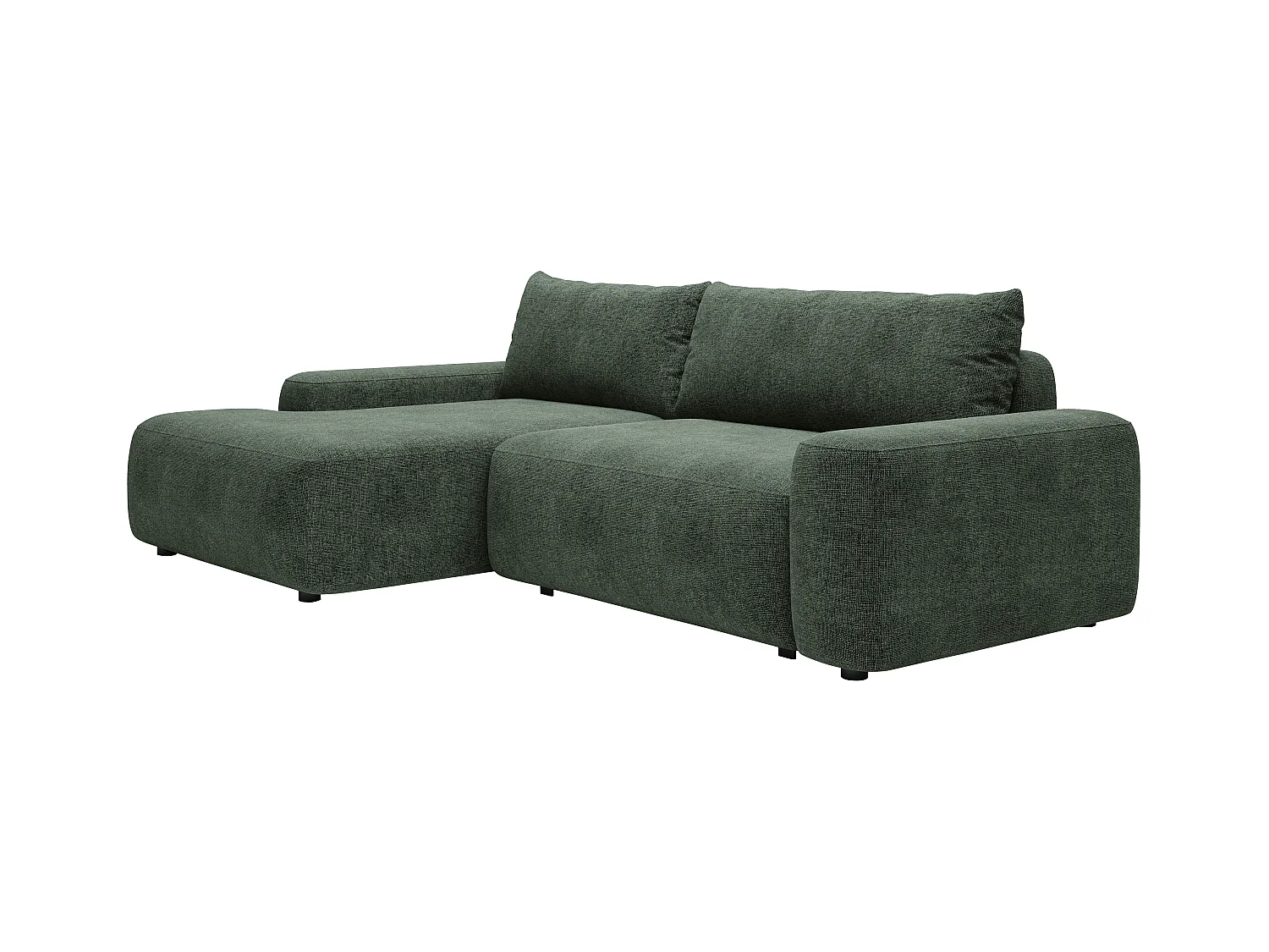 Ecksofa mit Schlaffunktion - Ecke links - Strukturstoff - Grün - DAVISO