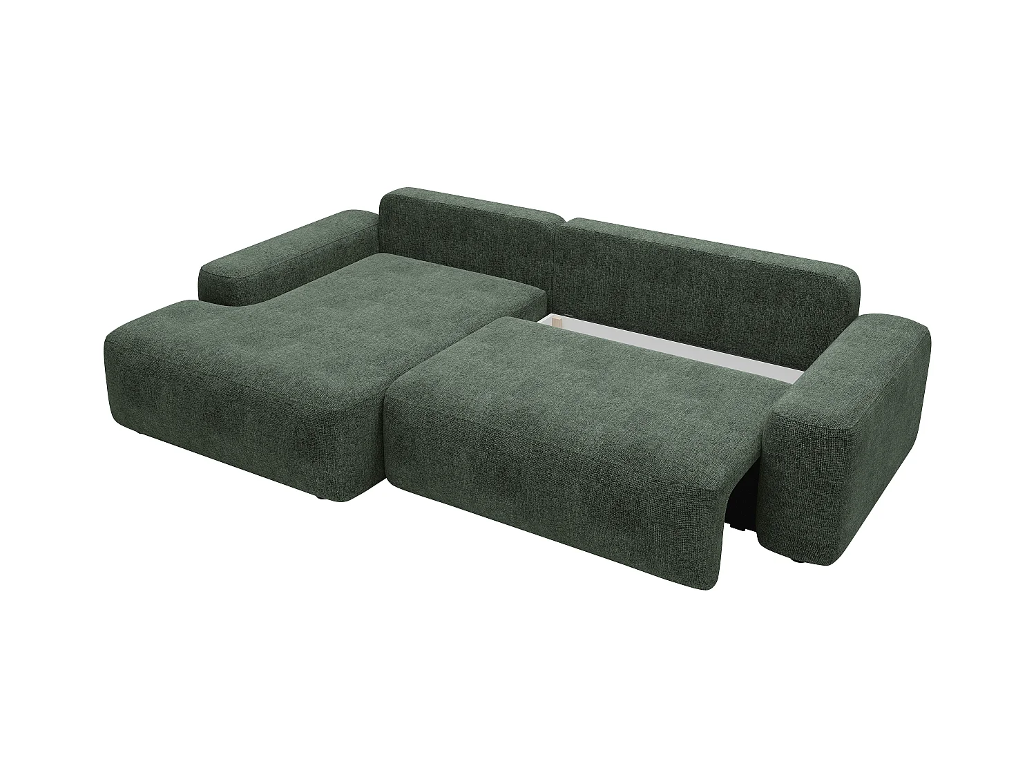 Ecksofa mit Schlaffunktion - Ecke links - Strukturstoff - Grün - DAVISO