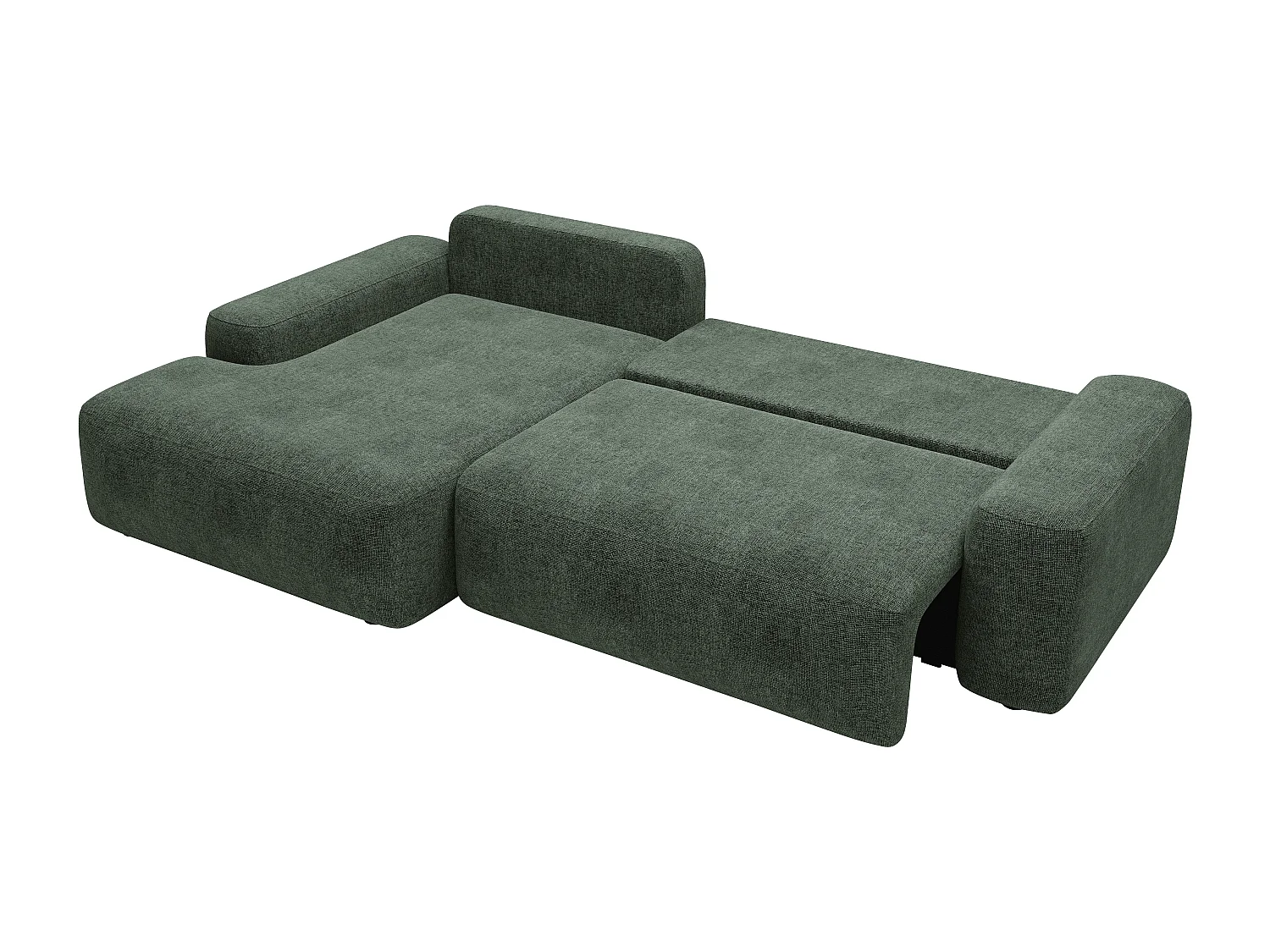 Divano letto in Tessuto testurizzato Verde - Angolo a sinistra - DAVISO