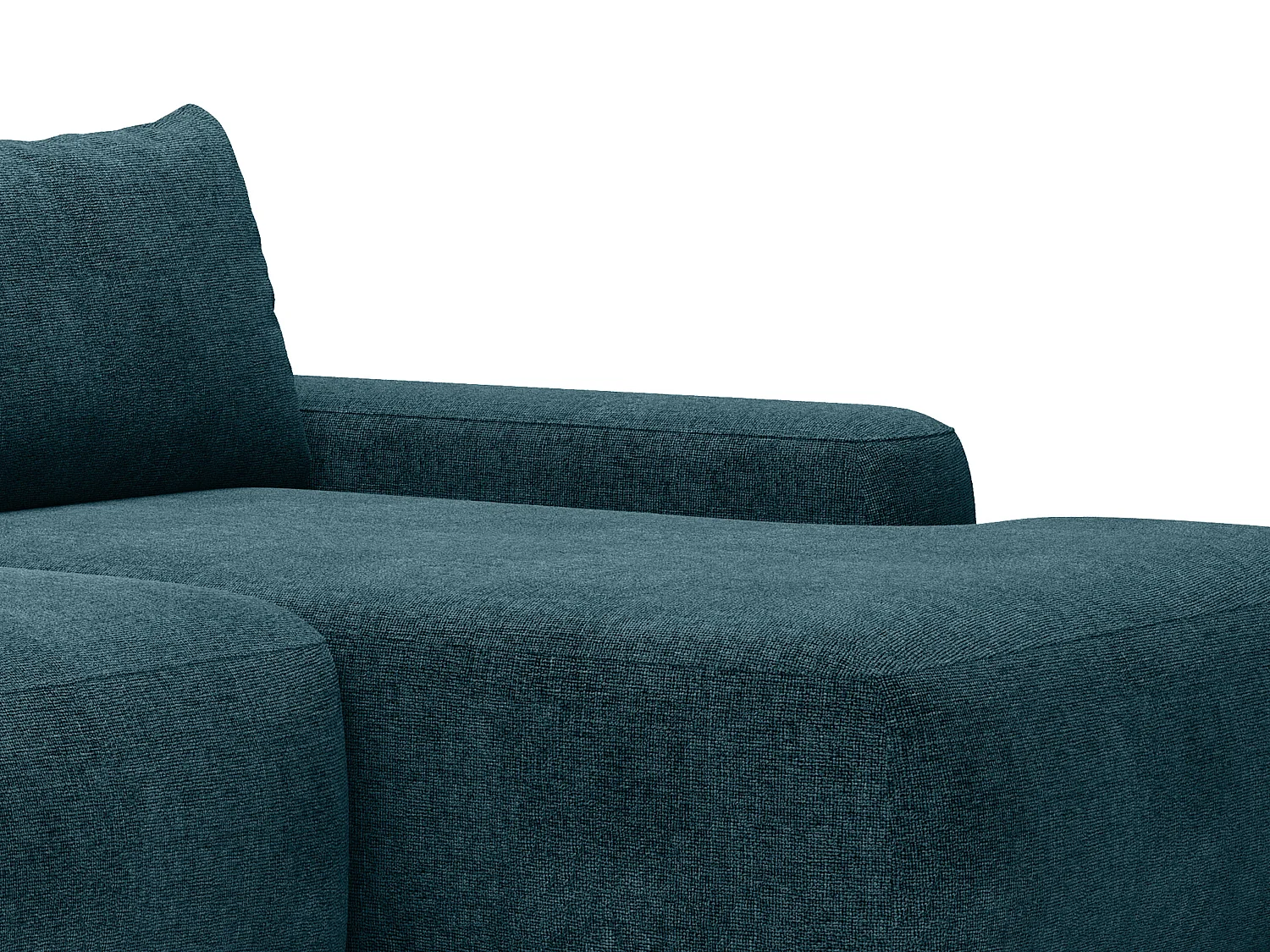 Canapé d'angle droit convertible en tissu texturé bleu DAVISO