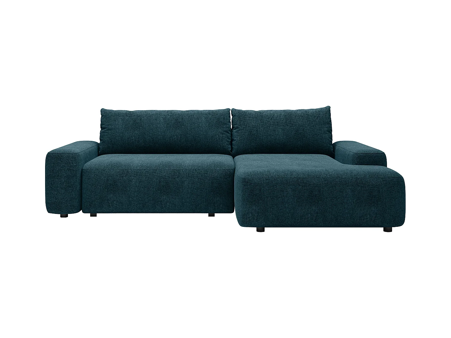 Ecksofa mit Schlaffunktion - Ecke rechts - Strukturstoff - Blau - DAVISO