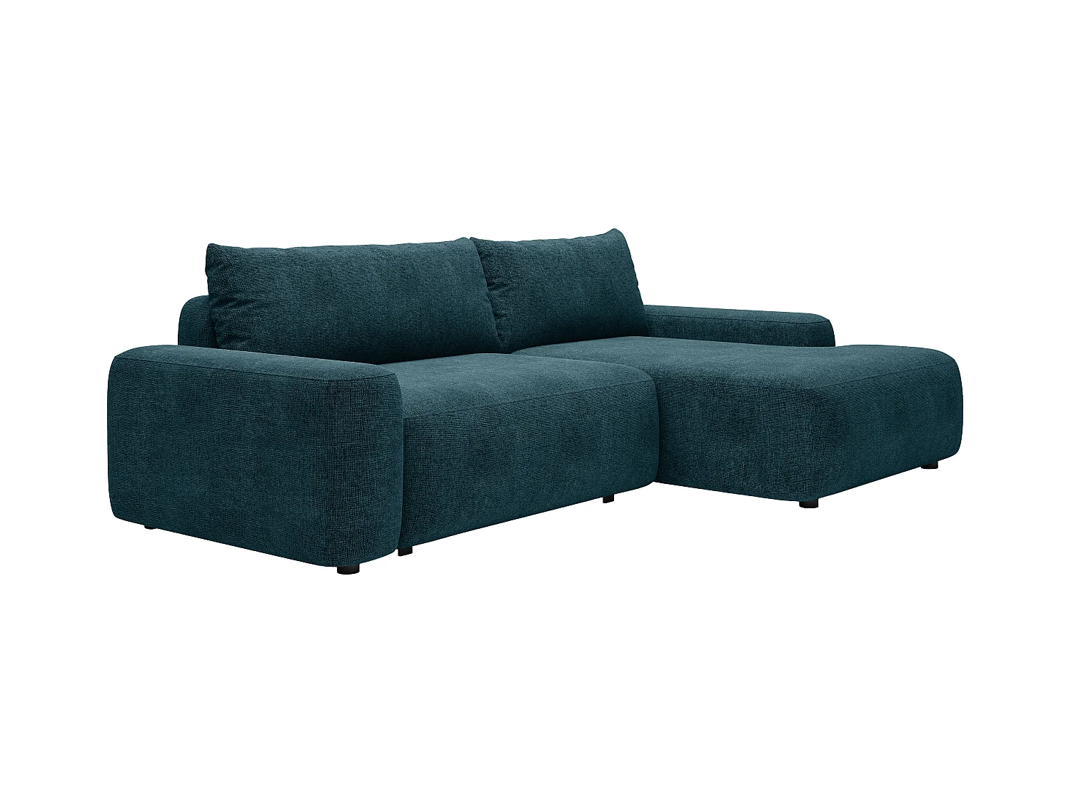 Ecksofa mit Schlaffunktion - Ecke rechts - Strukturstoff - Blau - DAVISO