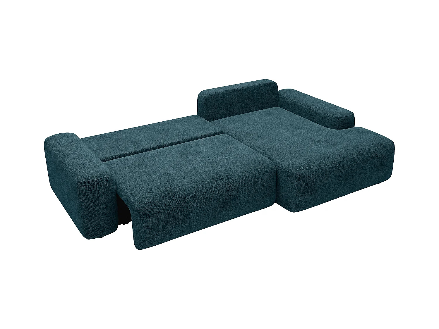 Ecksofa mit Schlaffunktion - Ecke rechts - Strukturstoff - Blau - DAVISO