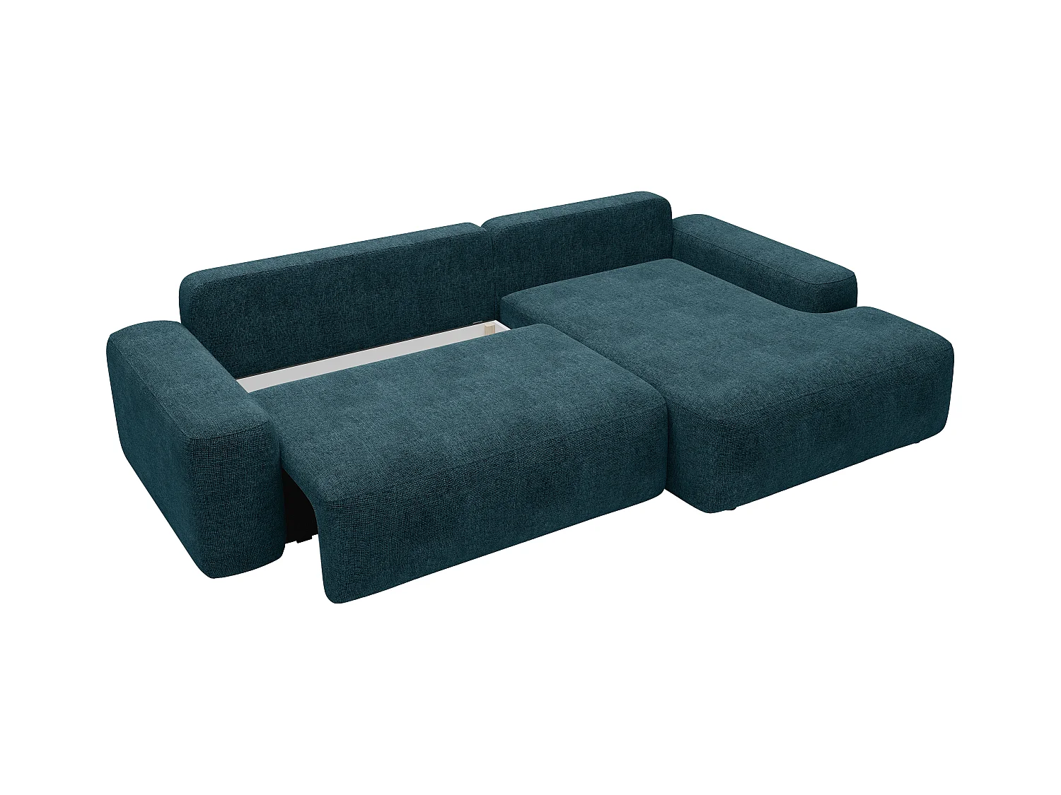 Ecksofa mit Schlaffunktion - Ecke rechts - Strukturstoff - Blau - DAVISO