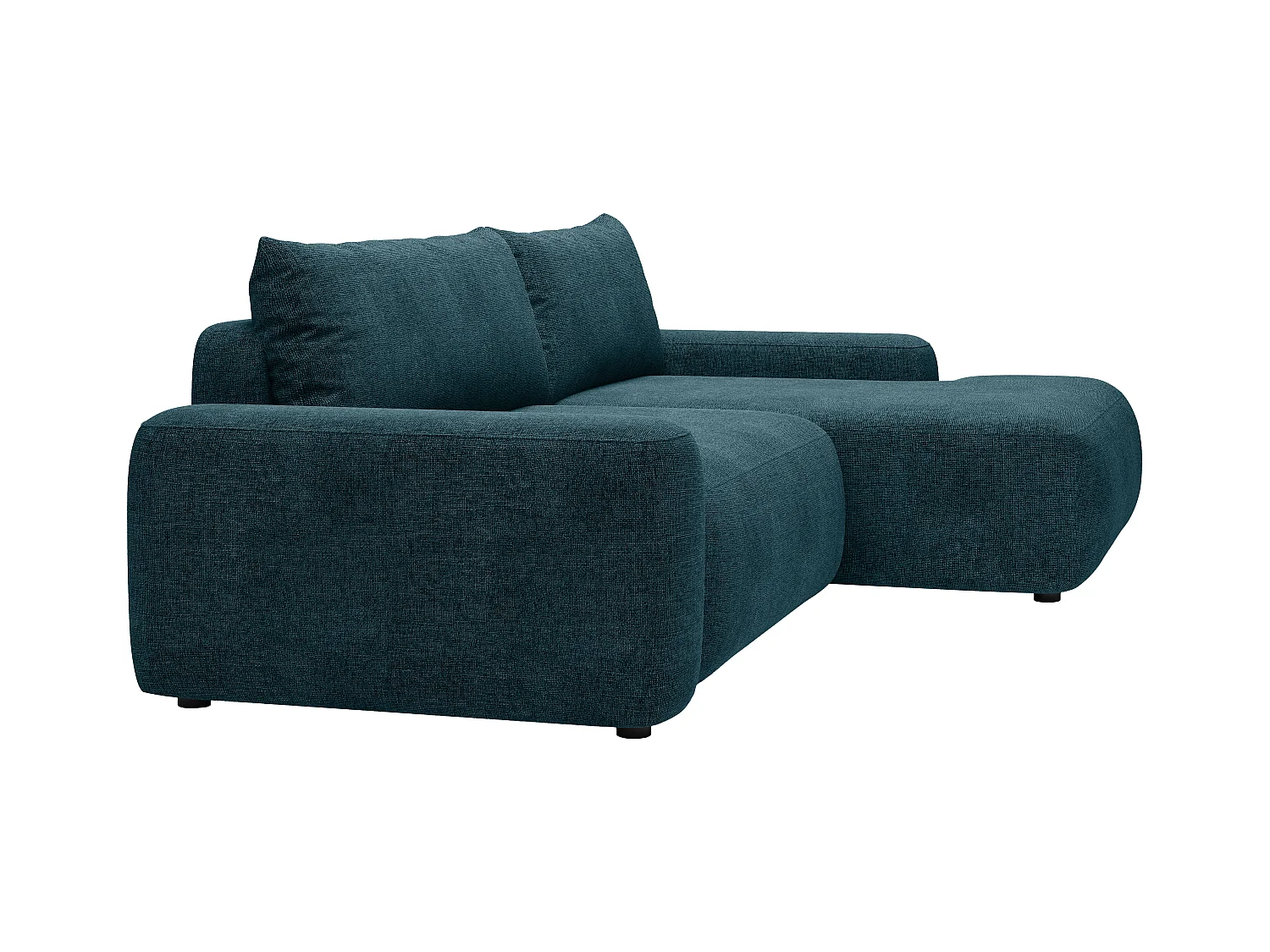 Ecksofa mit Schlaffunktion - Ecke rechts - Strukturstoff - Blau - DAVISO