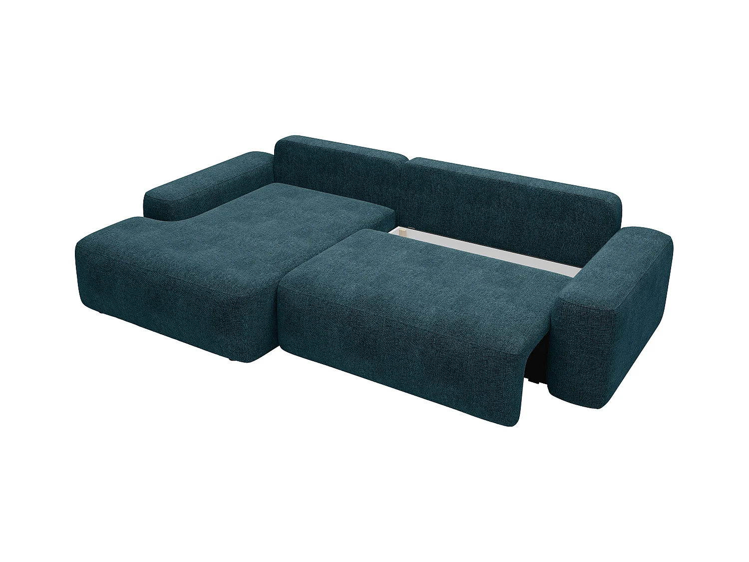 Canapé d'angle gauche convertible en tissu texturé bleu DAVISO