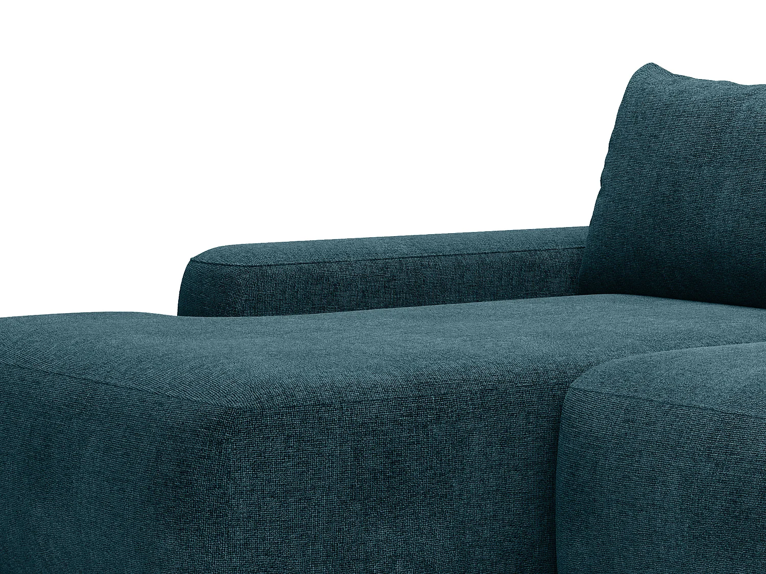 Slaapbank met hoek links van blauwe stof met textuur DAVISO