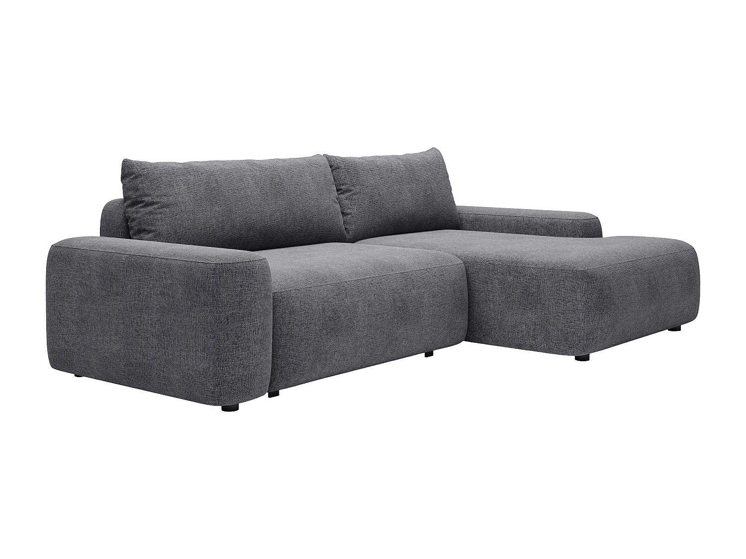 Canapé d'angle droit convertible en tissu texturé gris DAVISO