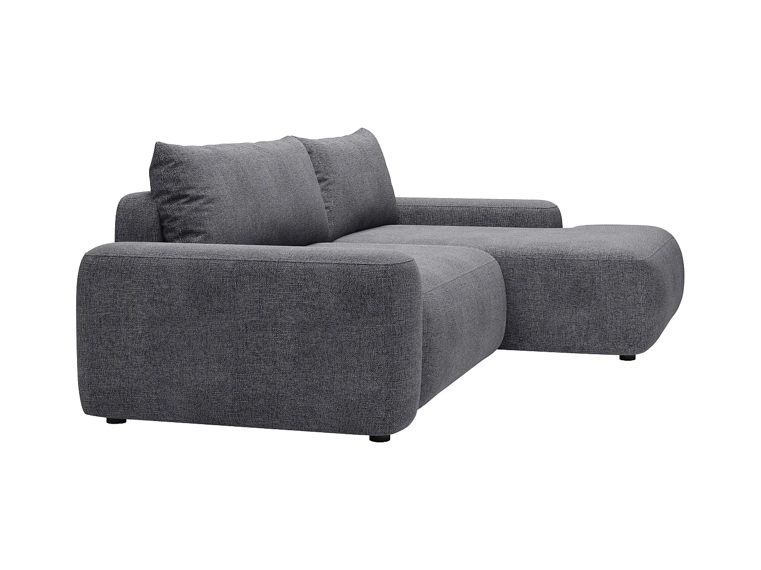 Canapé d'angle droit convertible en tissu texturé gris DAVISO