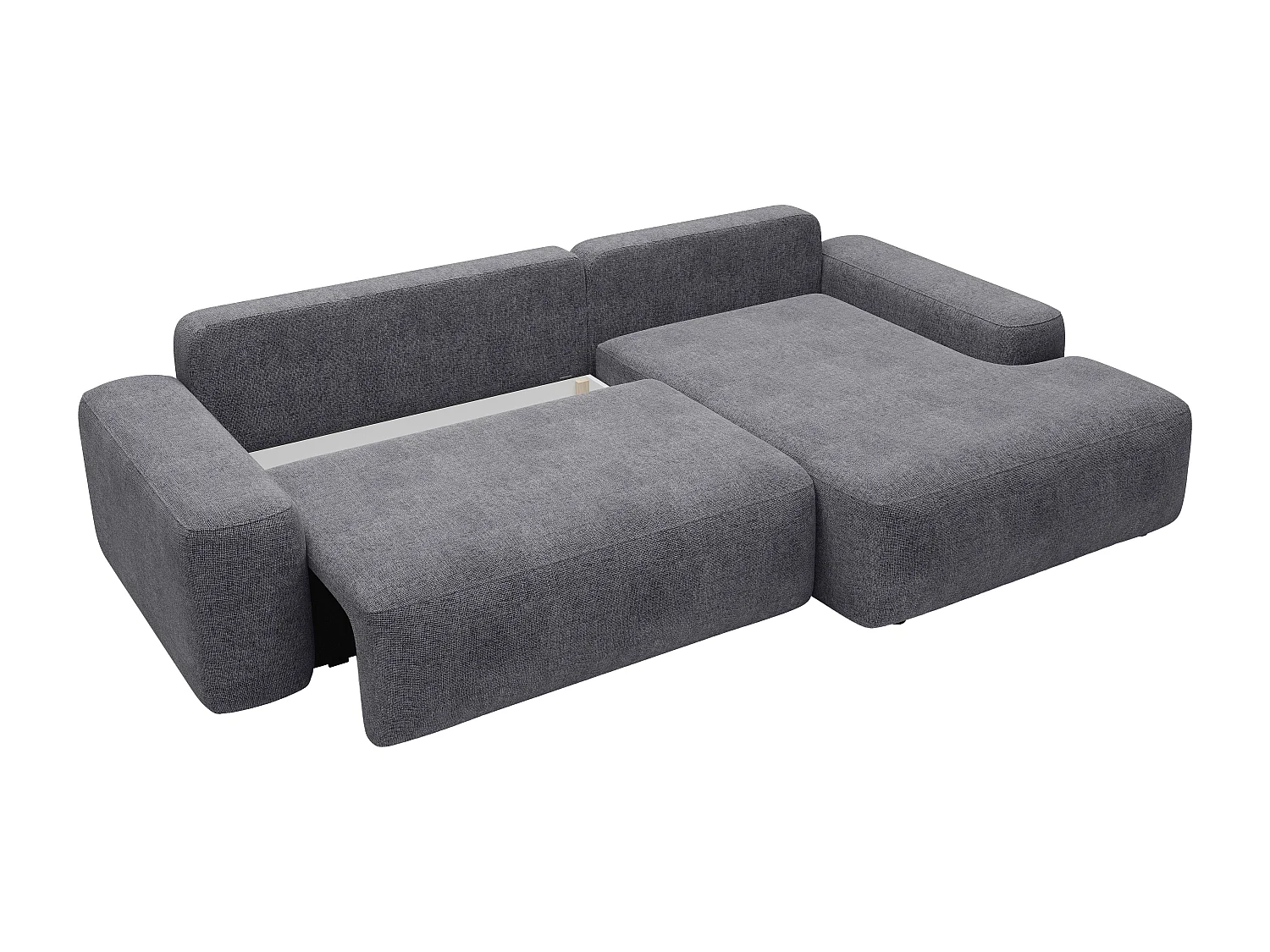 Canapé d'angle droit convertible en tissu texturé gris DAVISO