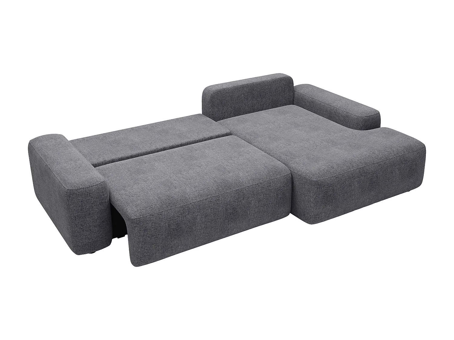 Canapé d'angle droit convertible en tissu texturé gris DAVISO