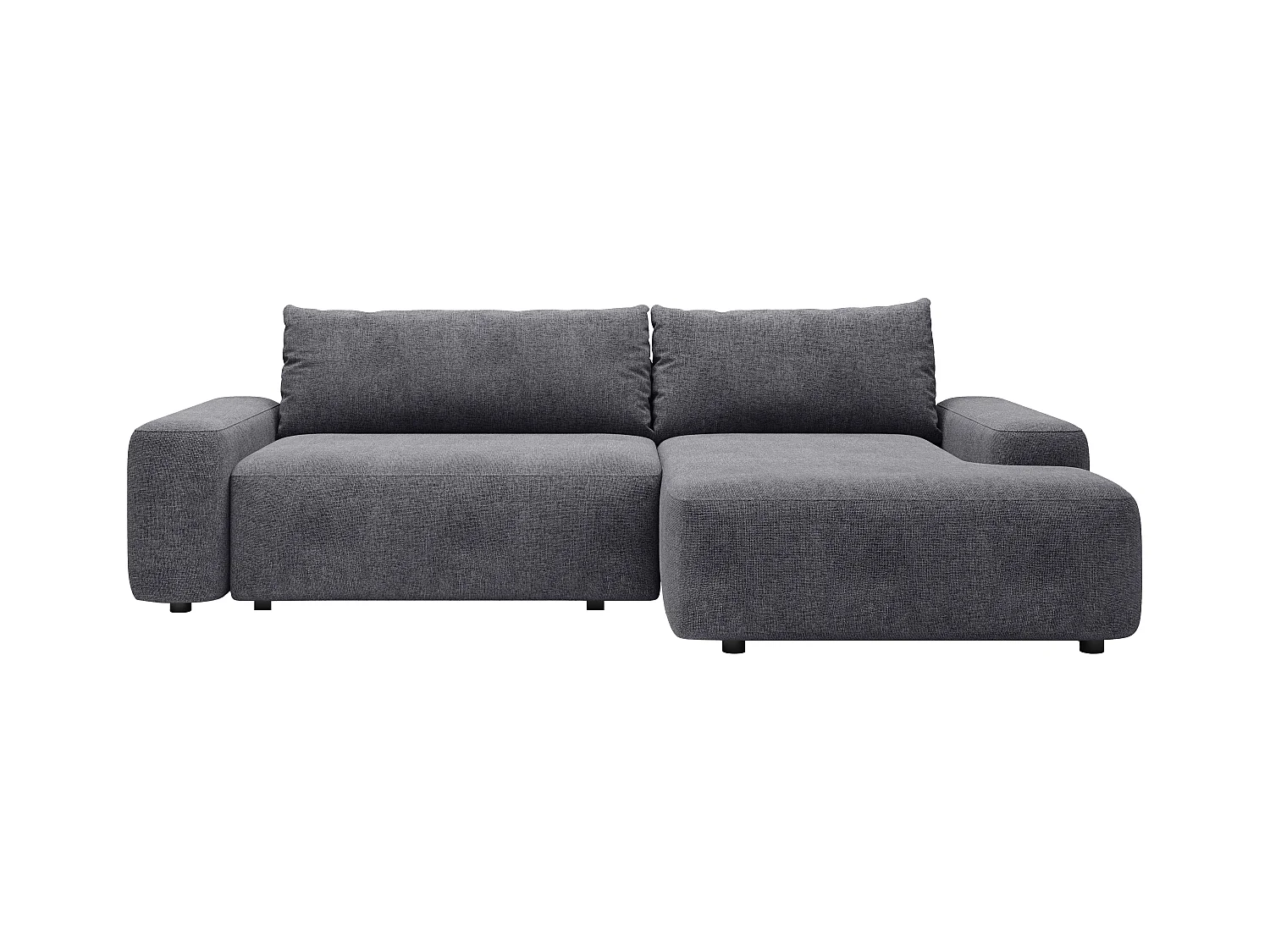 Ecksofa mit Schlaffunktion - Ecke rechts - Strukturstoff - Grau - DAVISO