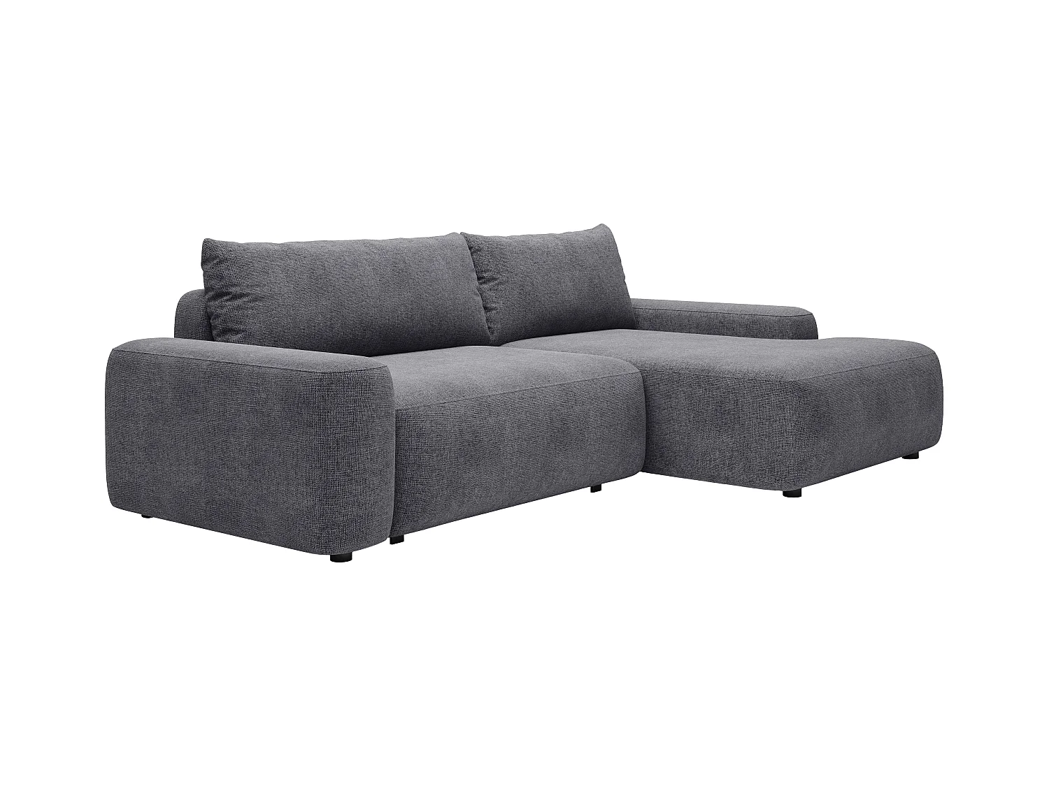 Ecksofa mit Schlaffunktion - Ecke rechts - Strukturstoff - Grau - DAVISO