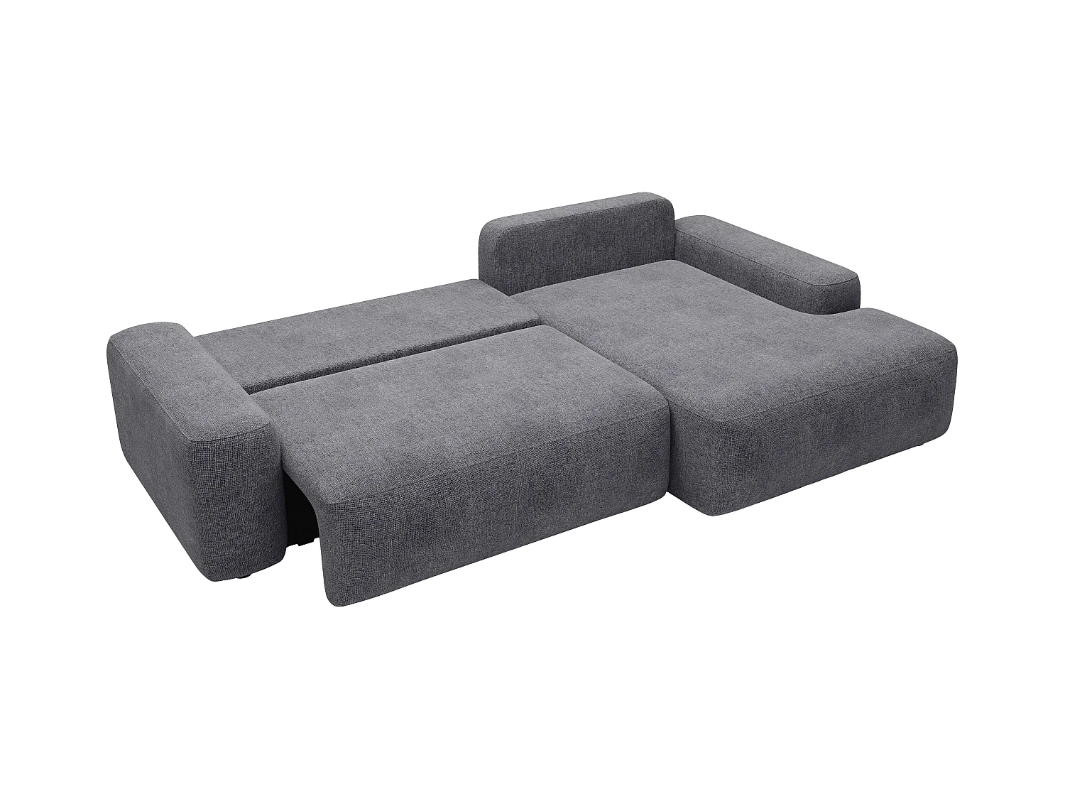 Ecksofa mit Schlaffunktion - Ecke rechts - Strukturstoff - Grau - DAVISO