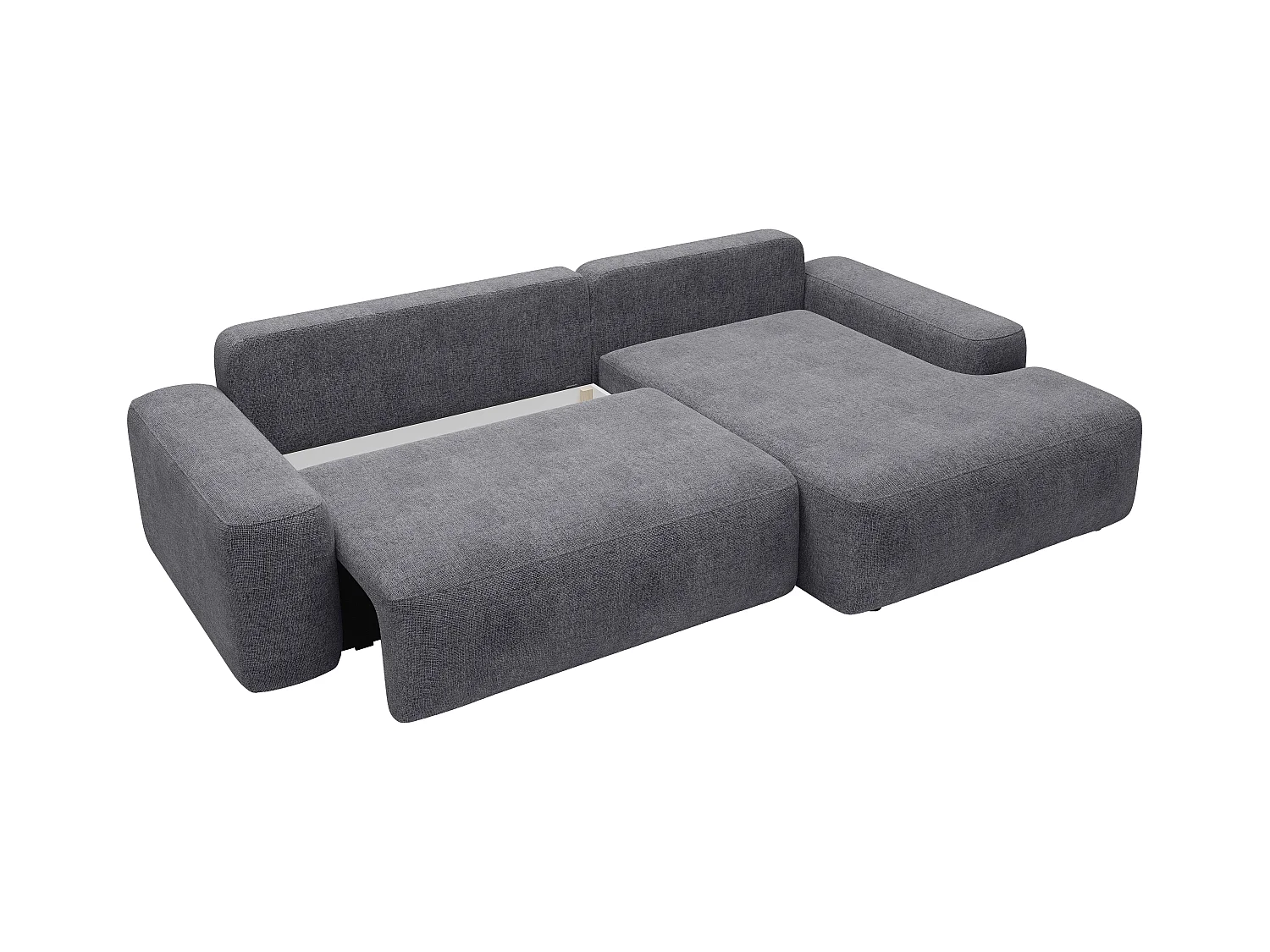 Ecksofa mit Schlaffunktion - Ecke rechts - Strukturstoff - Grau - DAVISO