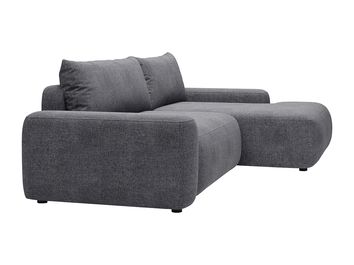 Ecksofa mit Schlaffunktion - Ecke rechts - Strukturstoff - Grau - DAVISO