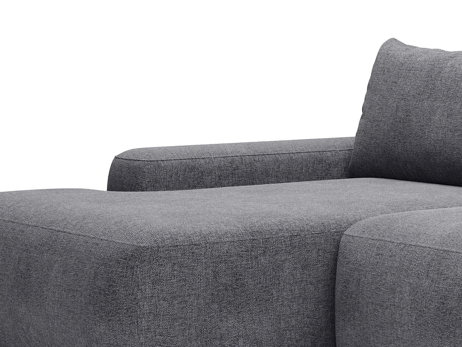 Vänstervänd bäddsoffa i grå texturerad textil DAVISO