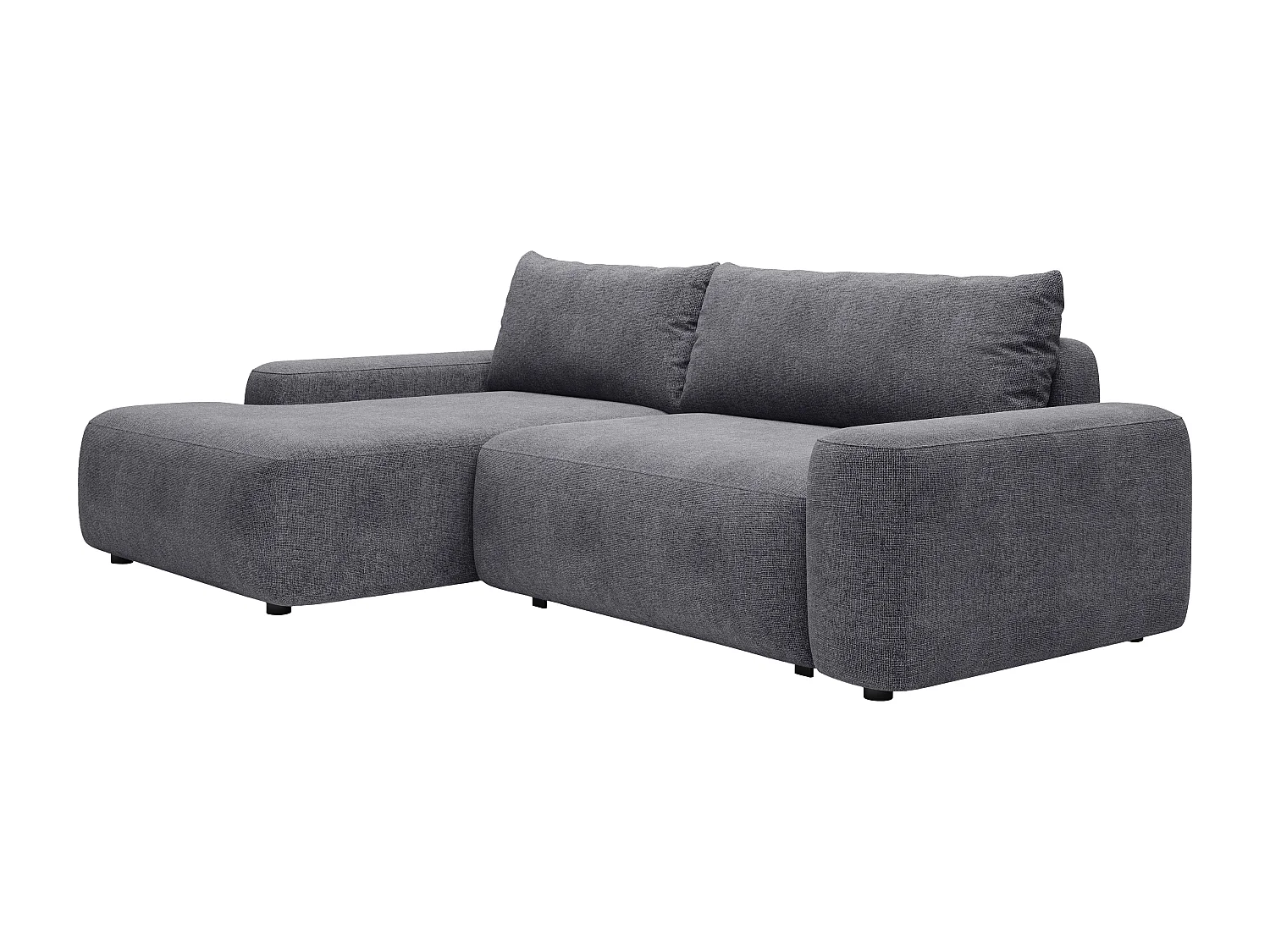 Vänstervänd bäddsoffa i grå texturerad textil DAVISO