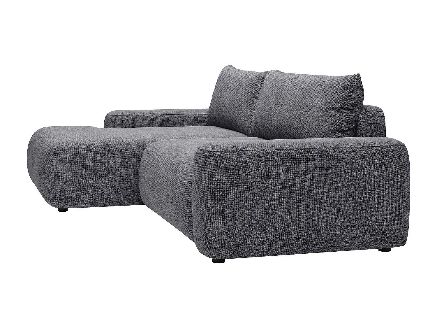 Vänstervänd bäddsoffa i grå texturerad textil DAVISO