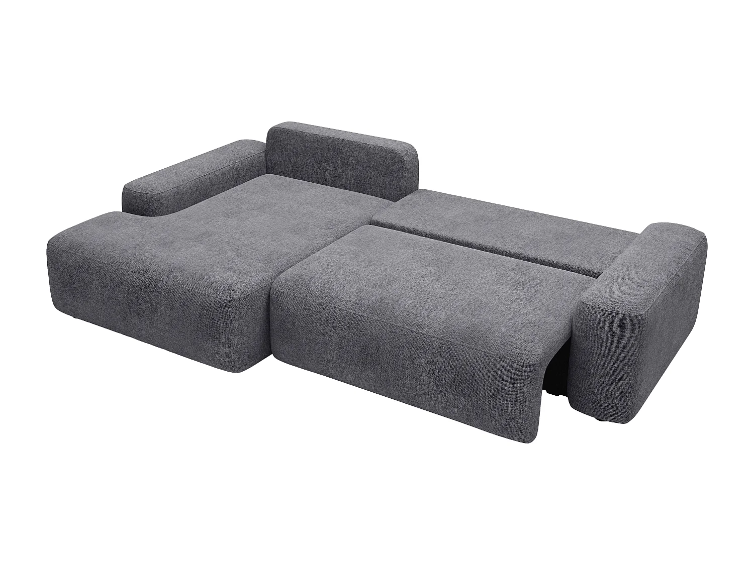 Vänstervänd bäddsoffa i grå texturerad textil DAVISO