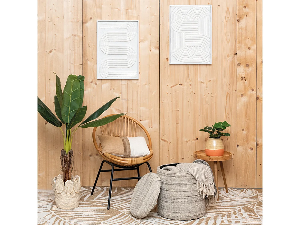 Pouf / coffre bouclette en laine