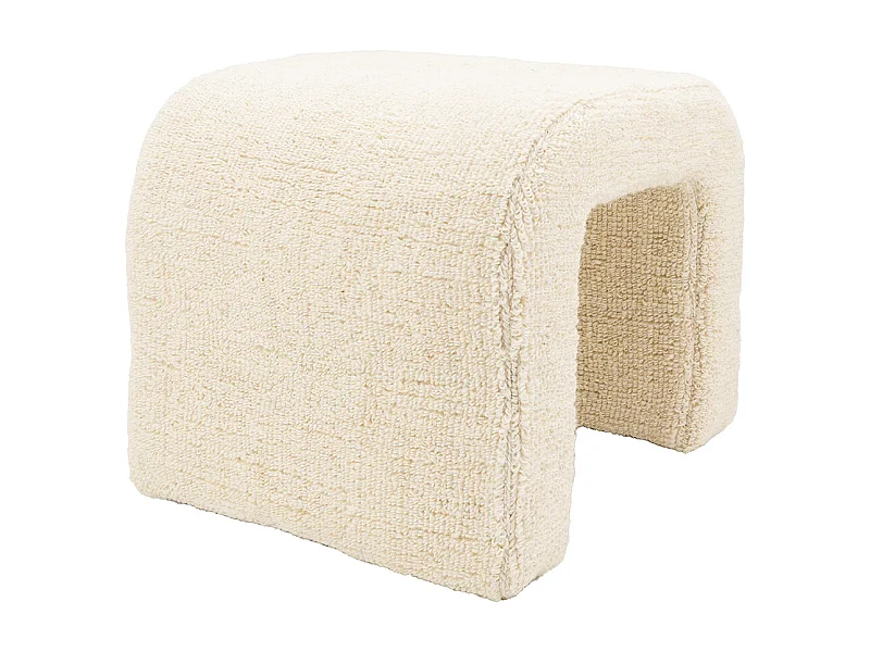 Pouf blanc tissu bouclettes L 40 cm