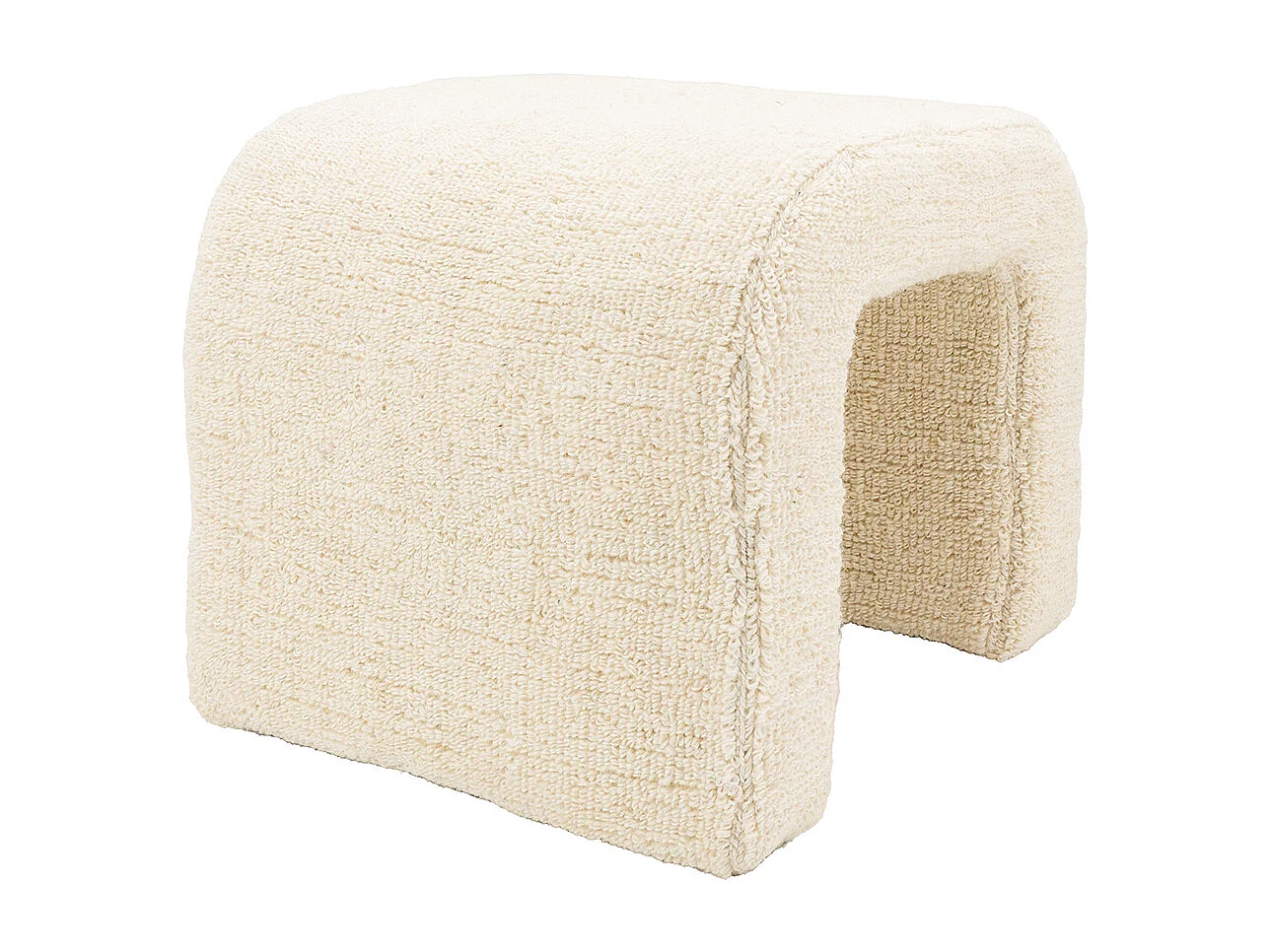 Pouf blanc tissu bouclettes L 40 cm