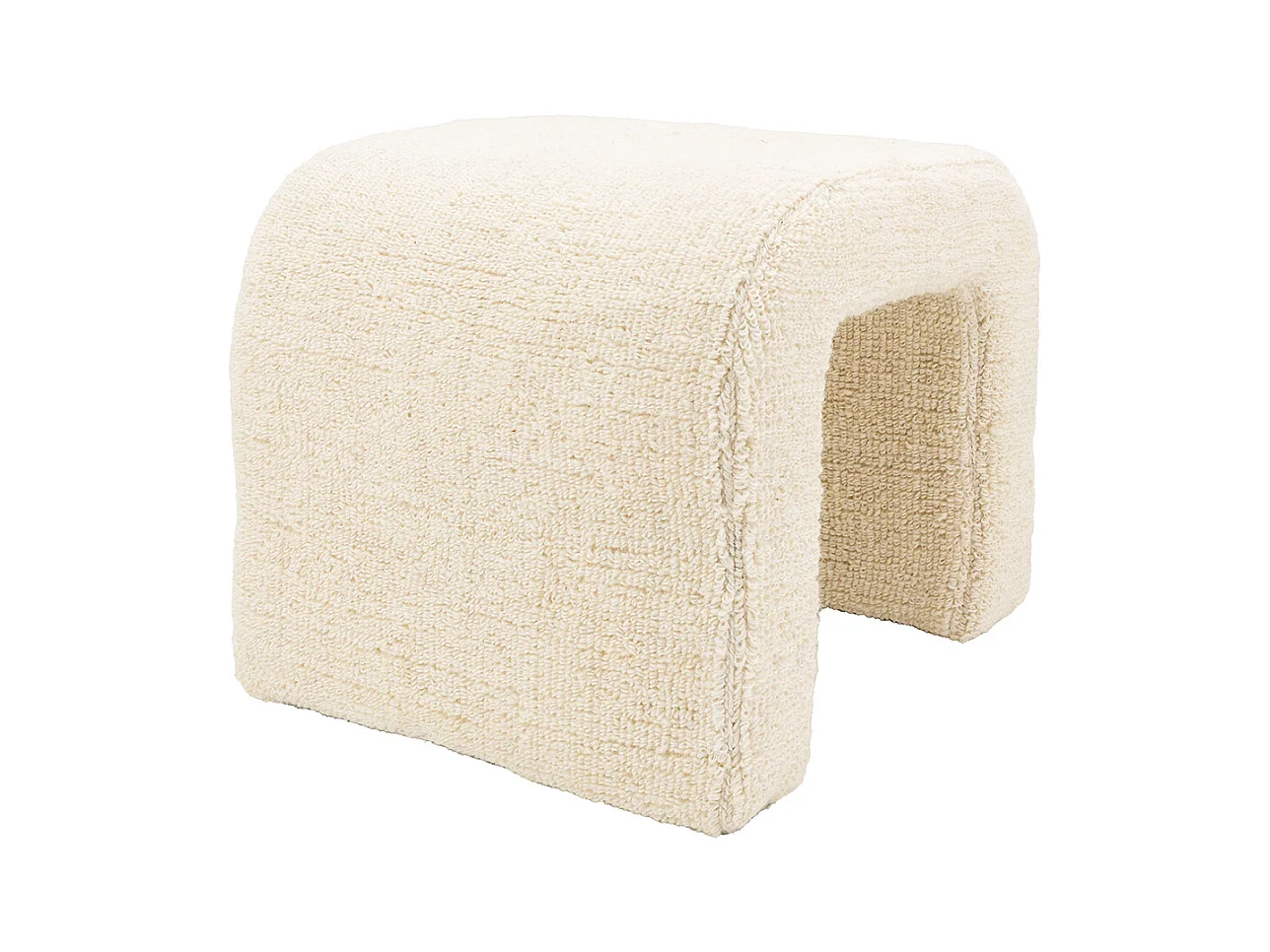 Pouf blanc tissu bouclettes L 40 cm