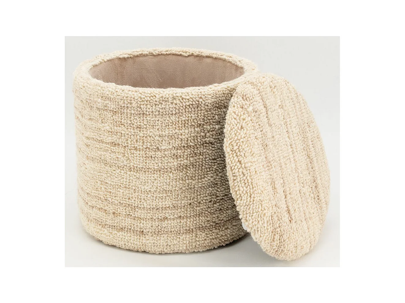 Pouf / coffre en laine bouclette Petit