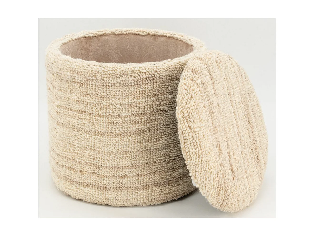 Pouf / coffre en laine bouclette Petit