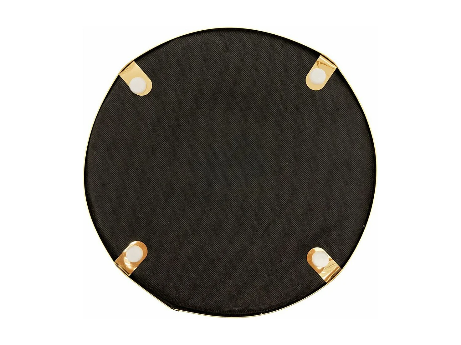 Pouf rond en bouclette et métal doré