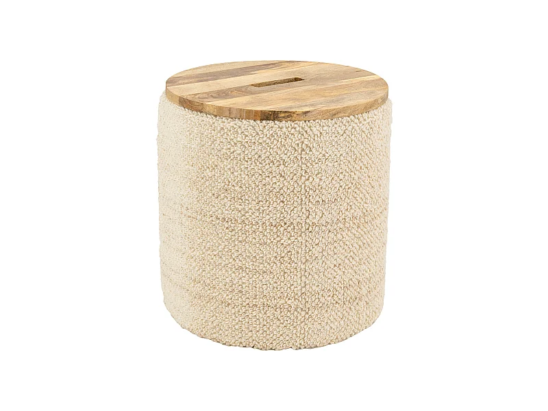 Pouf / coffre en laine et manguier