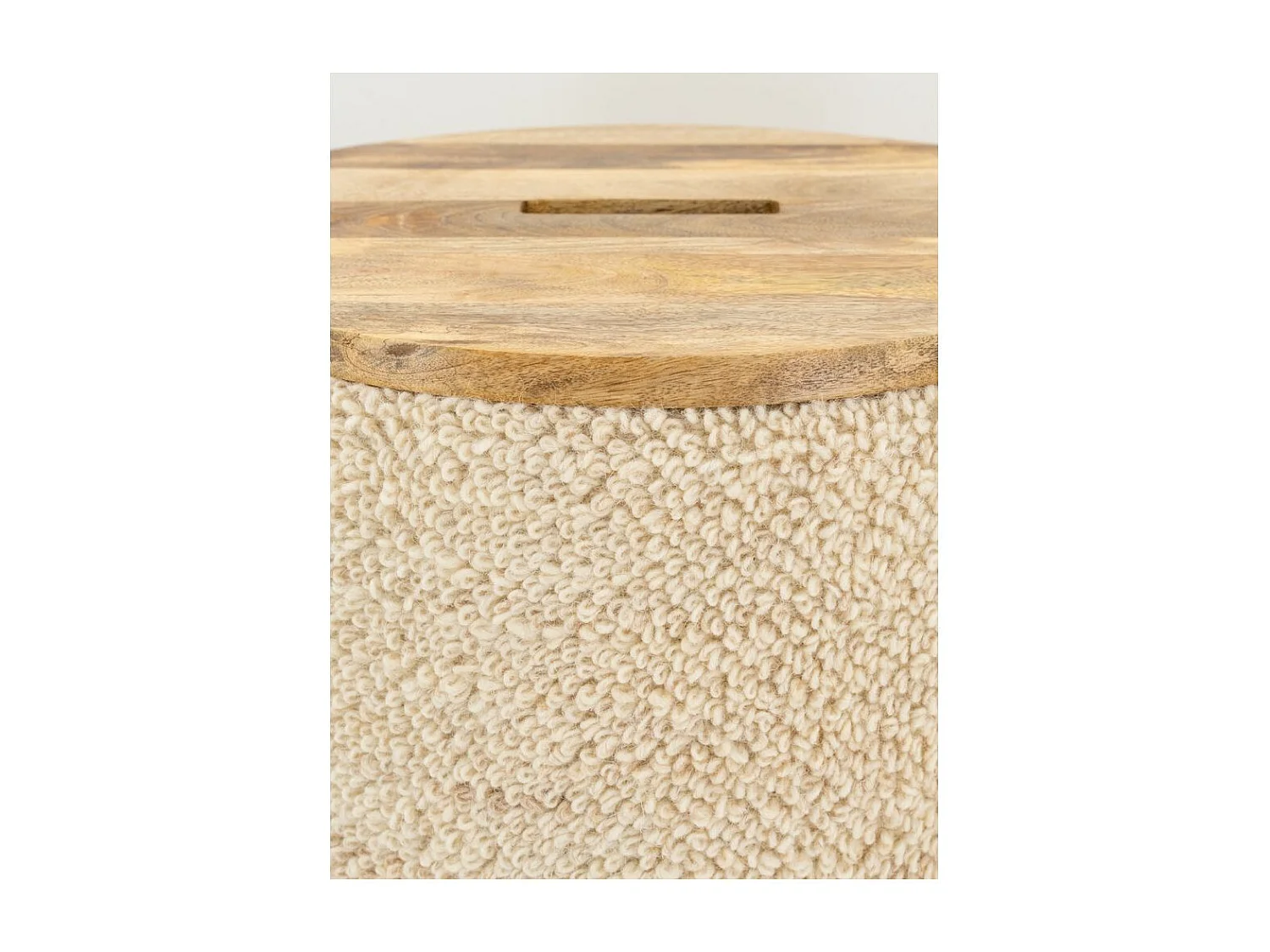 Pouf / coffre en laine et manguier