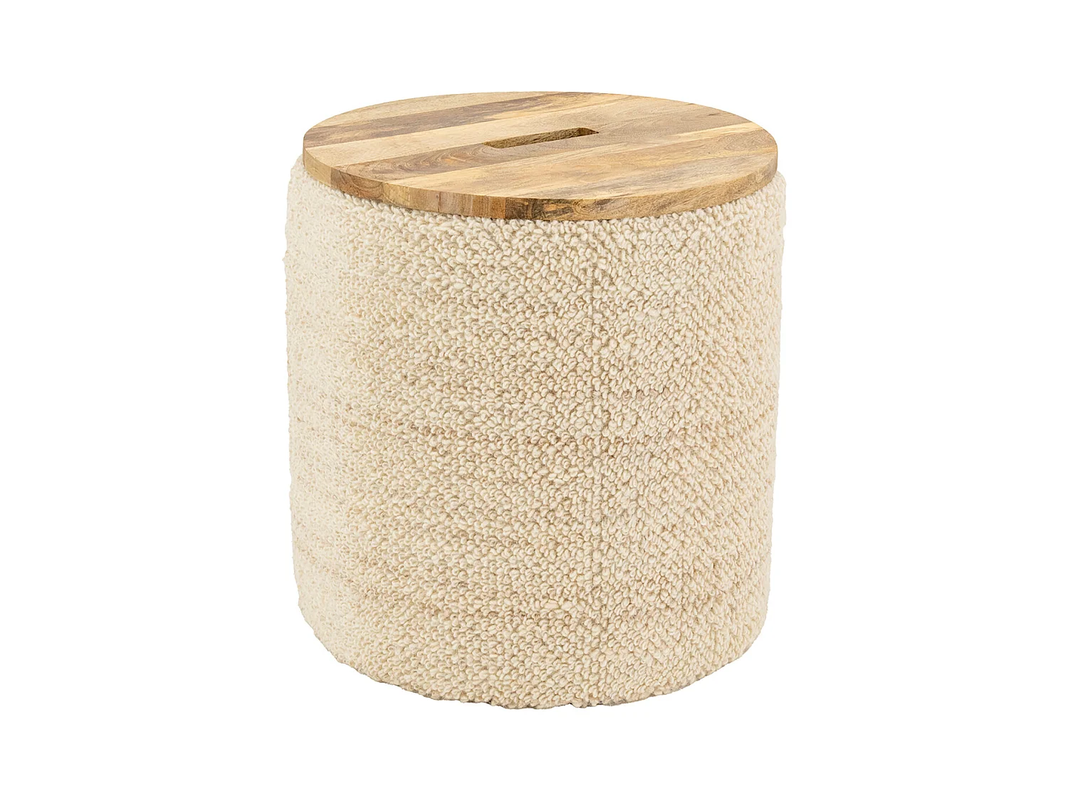 Pouf / coffre en laine et manguier