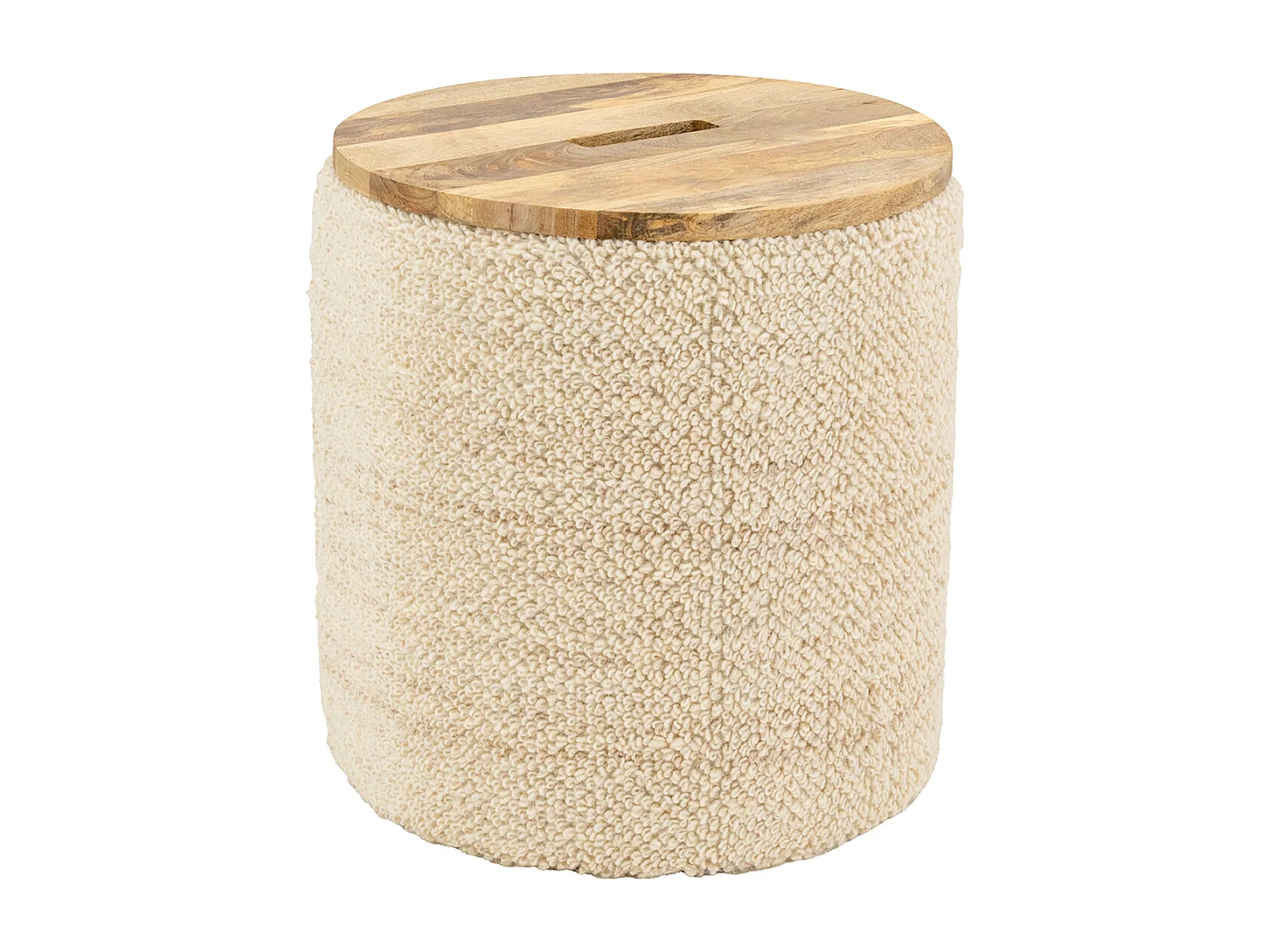 Pouf / coffre en laine et manguier