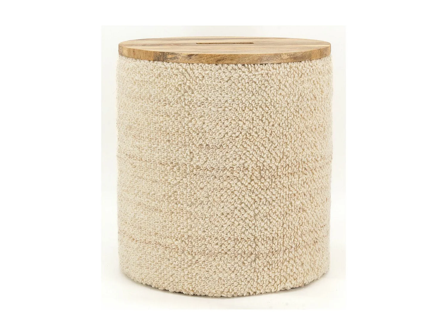 Pouf / coffre en laine et manguier