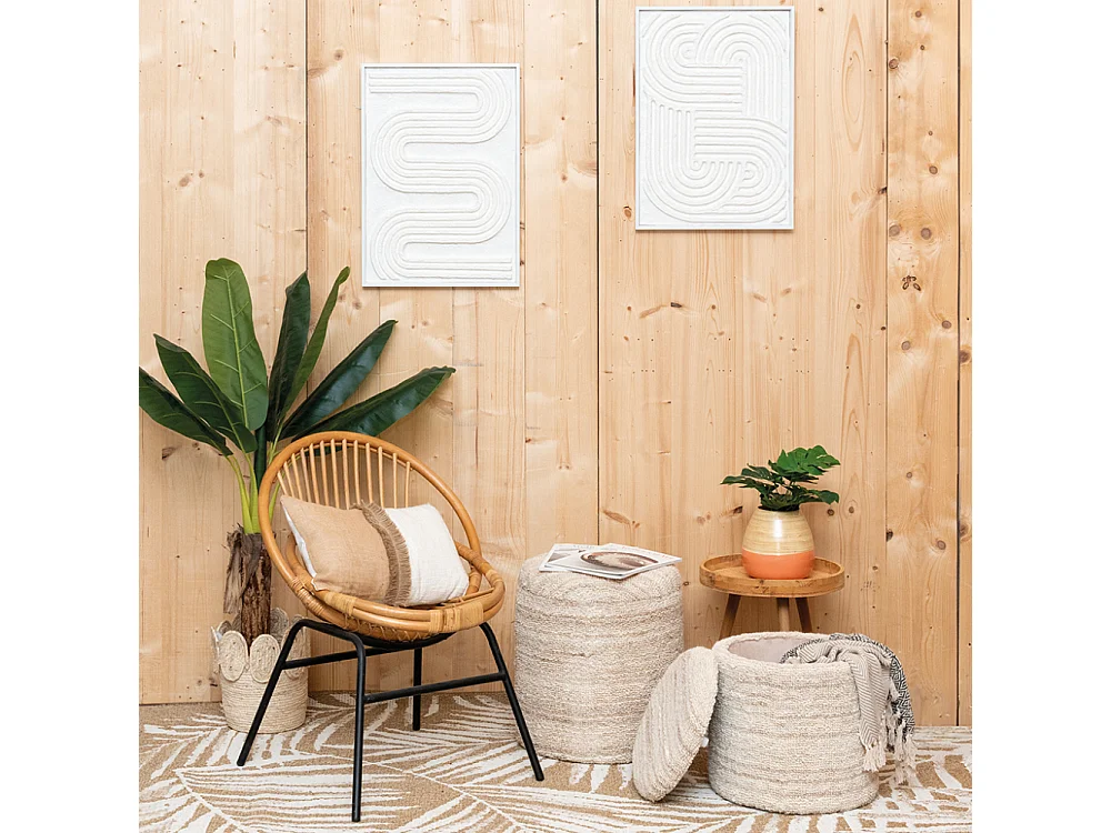 Pouf / coffre en laine bouclette Grand