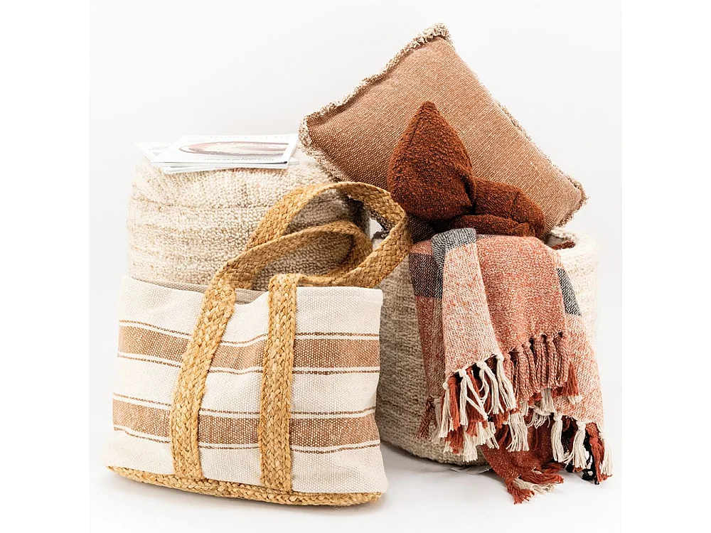 Pouf / coffre en laine bouclette Grand