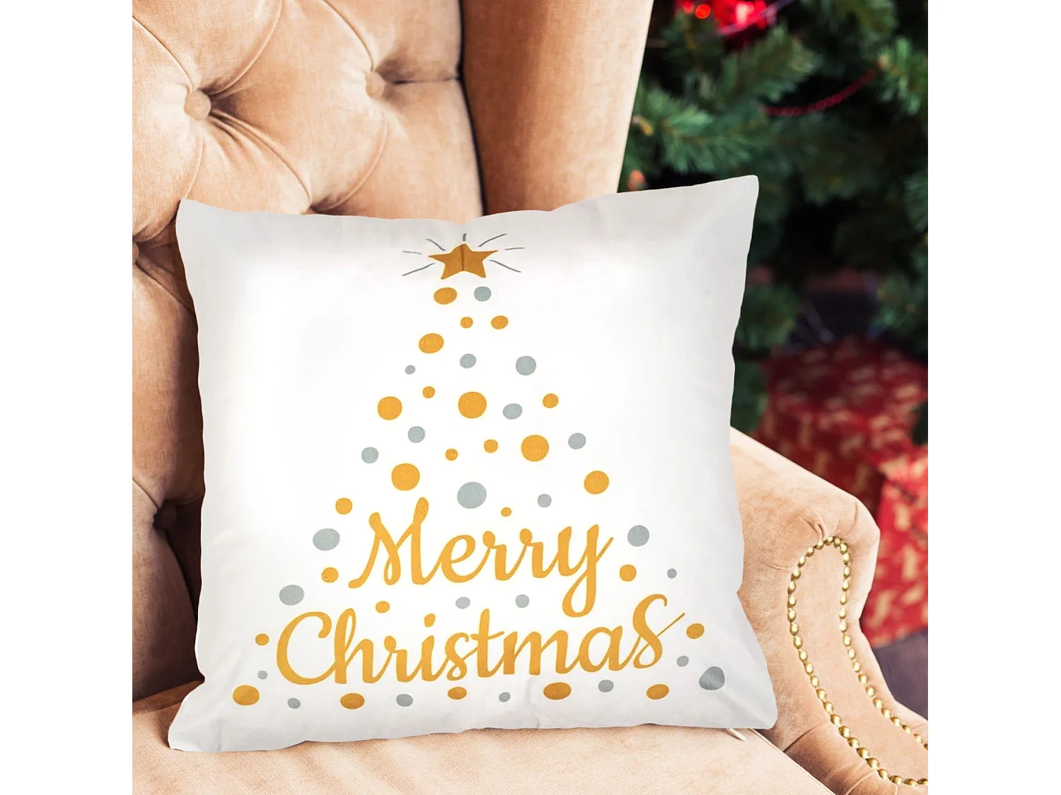 HOUSSE DE COUSSIN DE NOËL 3D 31 45X45 WHITE
