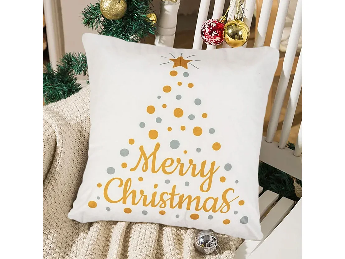 HOUSSE DE COUSSIN DE NOËL 3D 31 45X45 WHITE