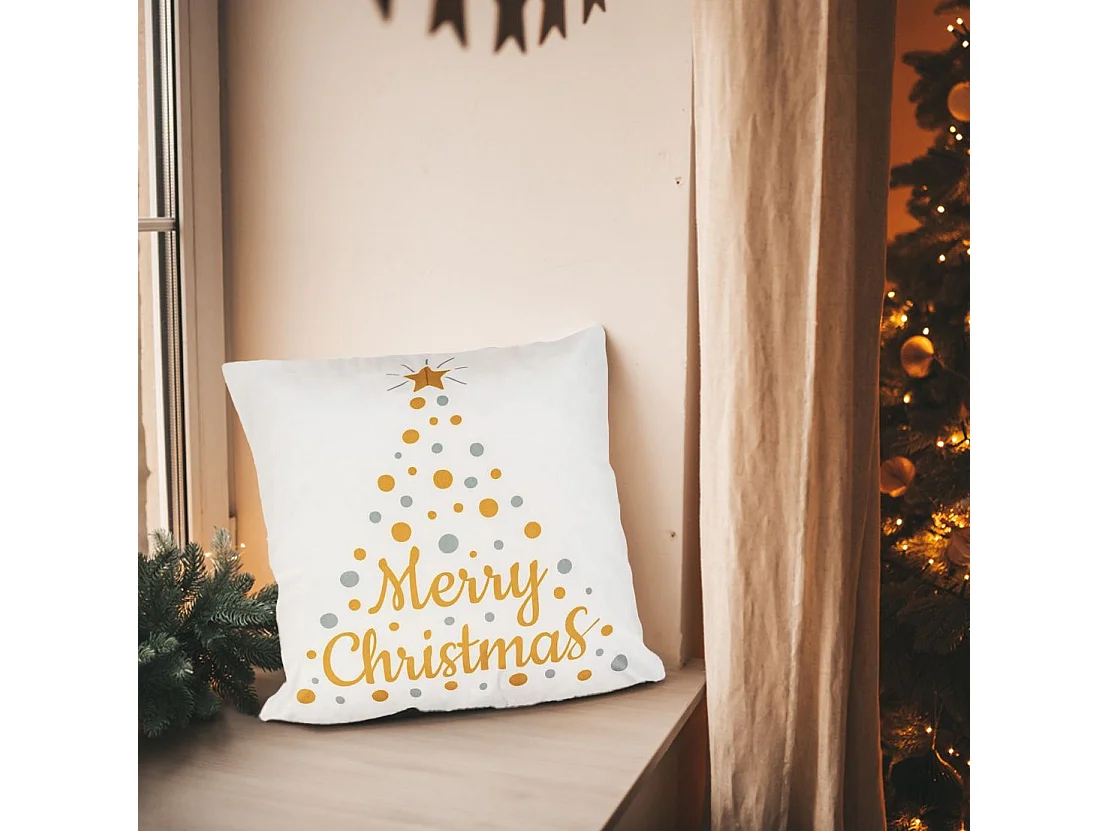 HOUSSE DE COUSSIN DE NOËL 3D 31 45X45 WHITE