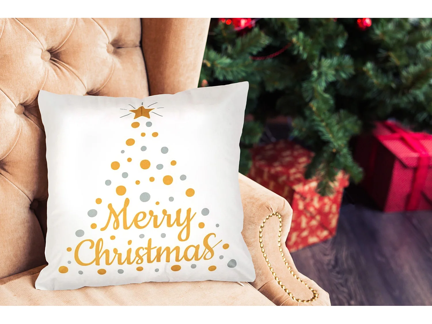 HOUSSE DE COUSSIN DE NOËL 3D 31 45X45 WHITE