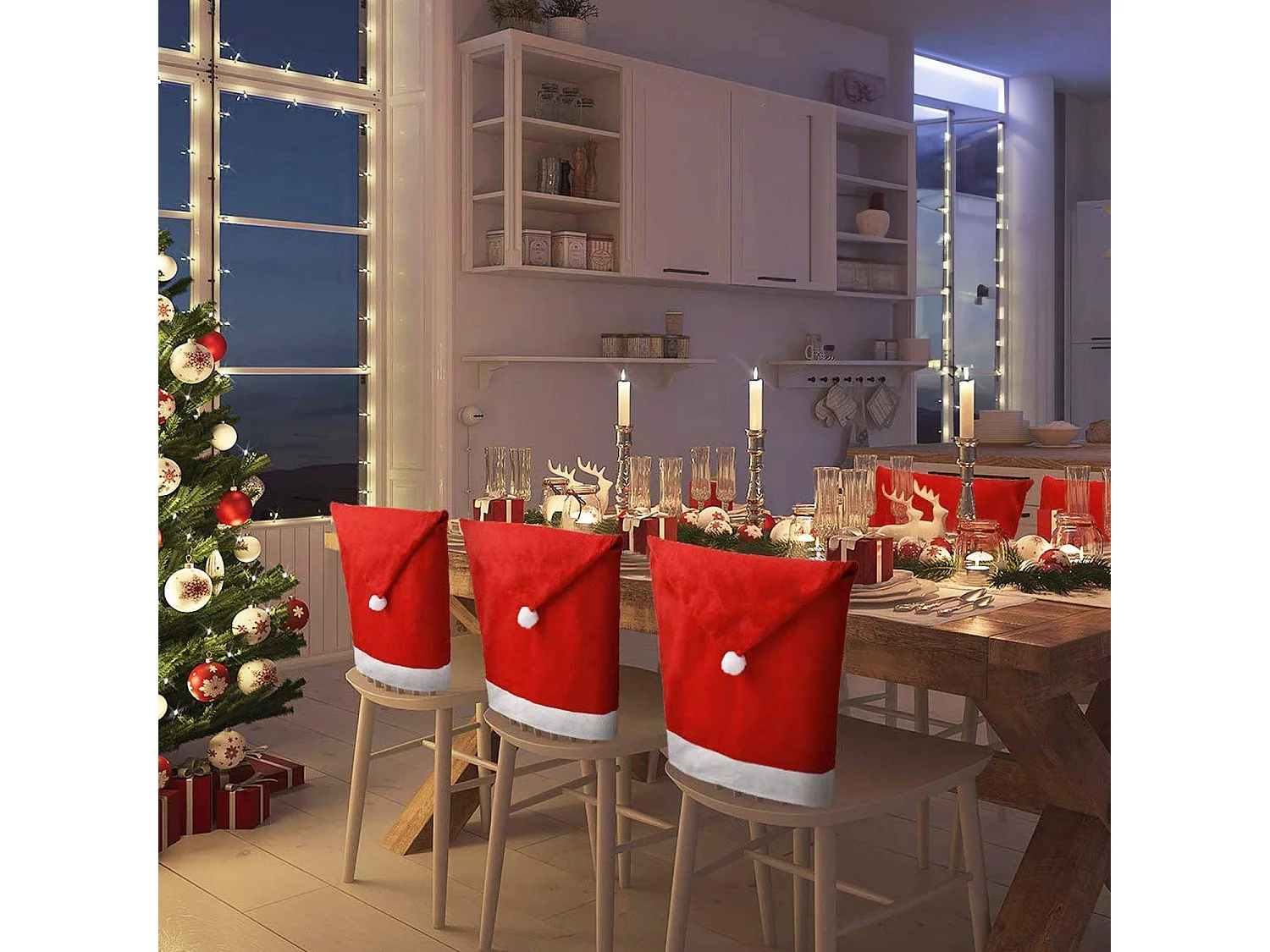 HOUSSE DE CHAISE BONNET DE PÈRE NOËL  380667 6PCS DARK RED